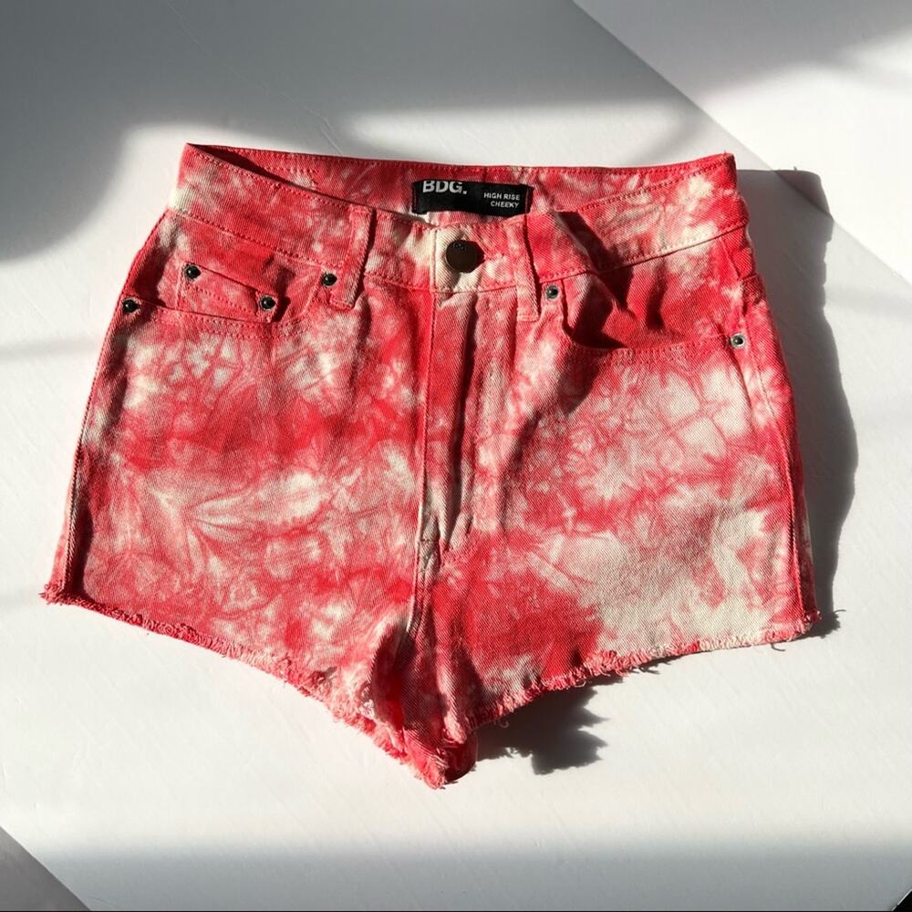 BDG Festival Shorts 28 Red Tie Dye High Rise Cheeky‎ High Waisted